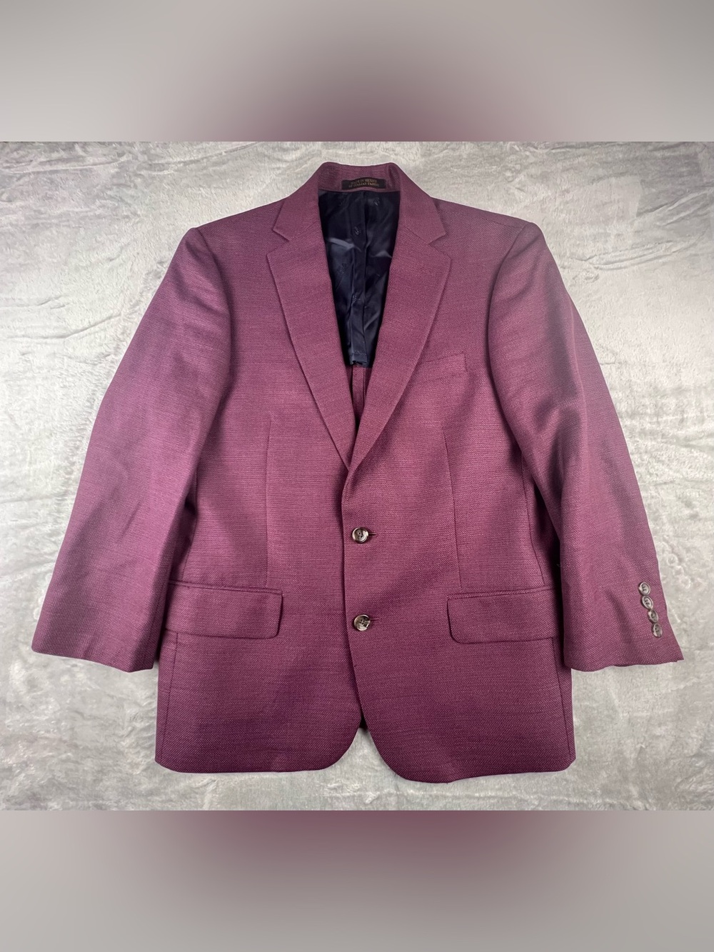 Jos. A Bank Reserve 40R Burgundy Wine Birdseye Vitale Barberis Wool Unstructured